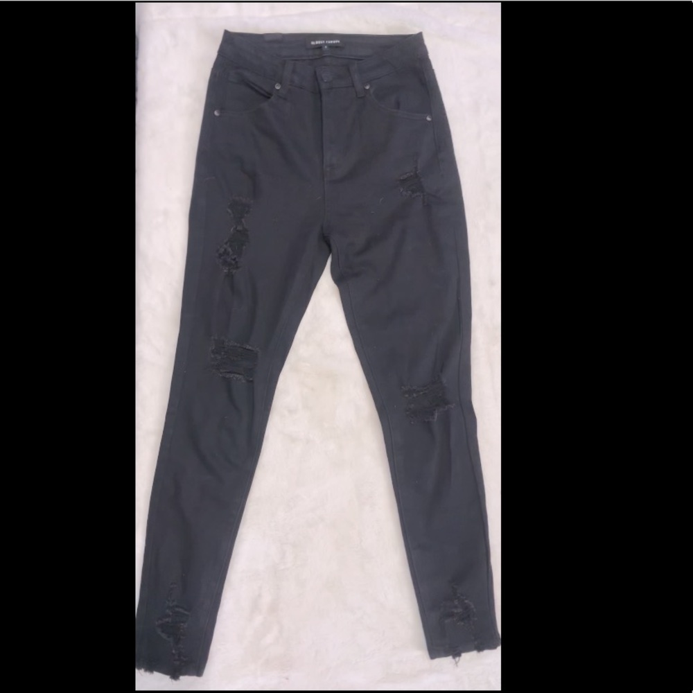 black destroyed almost famous ankle jeans